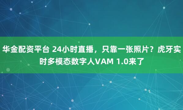华金配资平台 24小时直播，只靠一张照片？虎牙实时多模态数字人VAM 1.0来了
